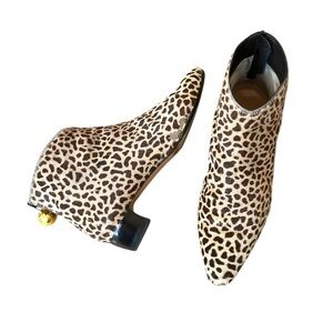 Walter Steiger Leopard Print Pony Hair Ankle Back Zipper with Ball Pull